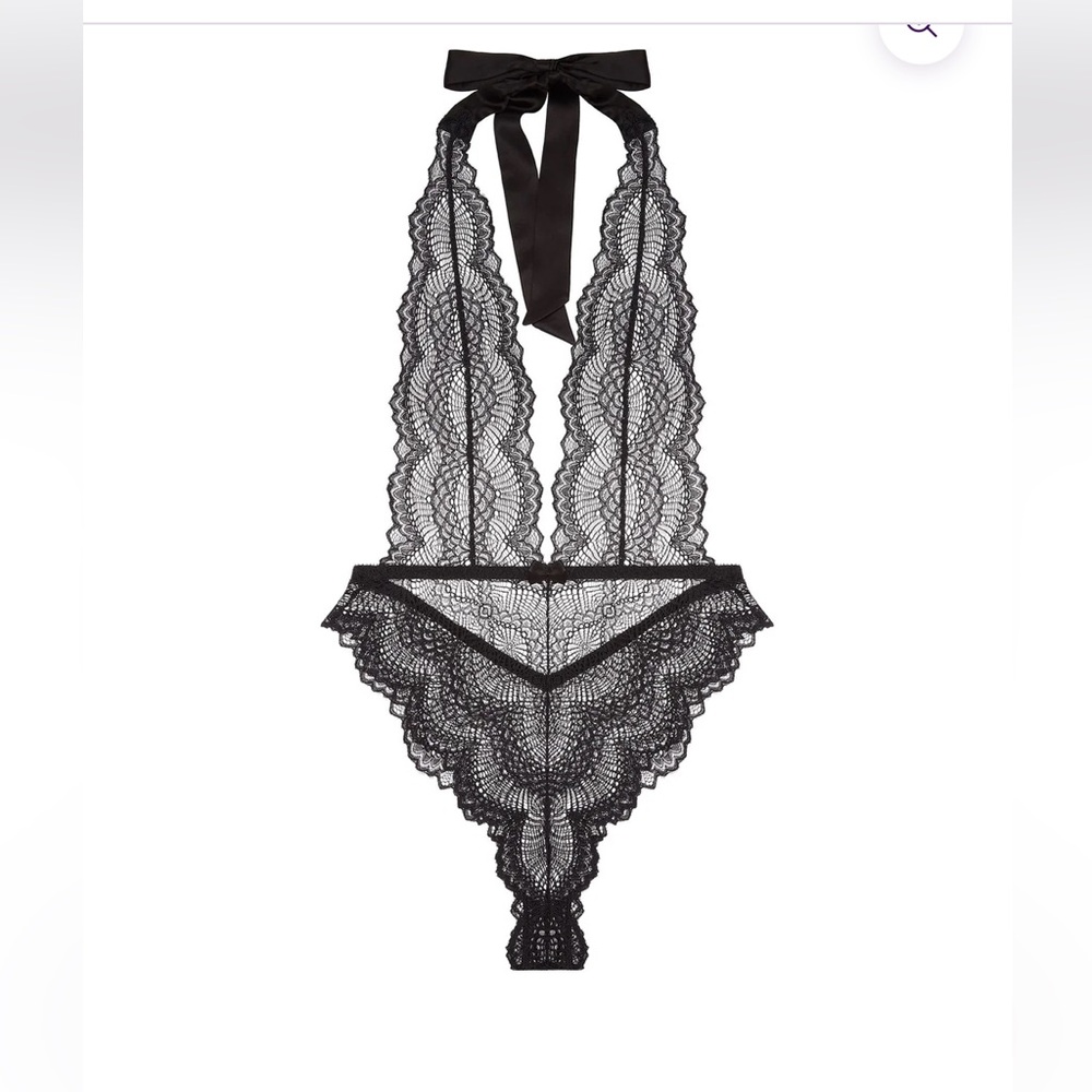 BNWT Black Lace Halter Teddy Natalia Journelle Bodysuit -